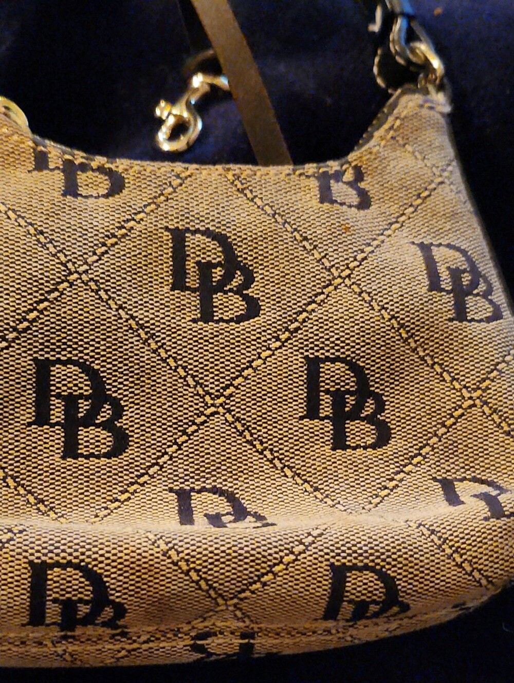 Designer Patterned Tan Shoulder Bag with Monogram